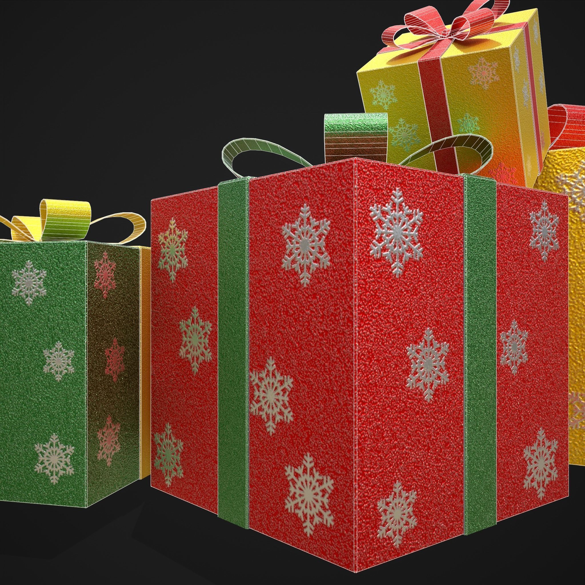 Sparkly Christmas Presents   Low-poly 3D model_18