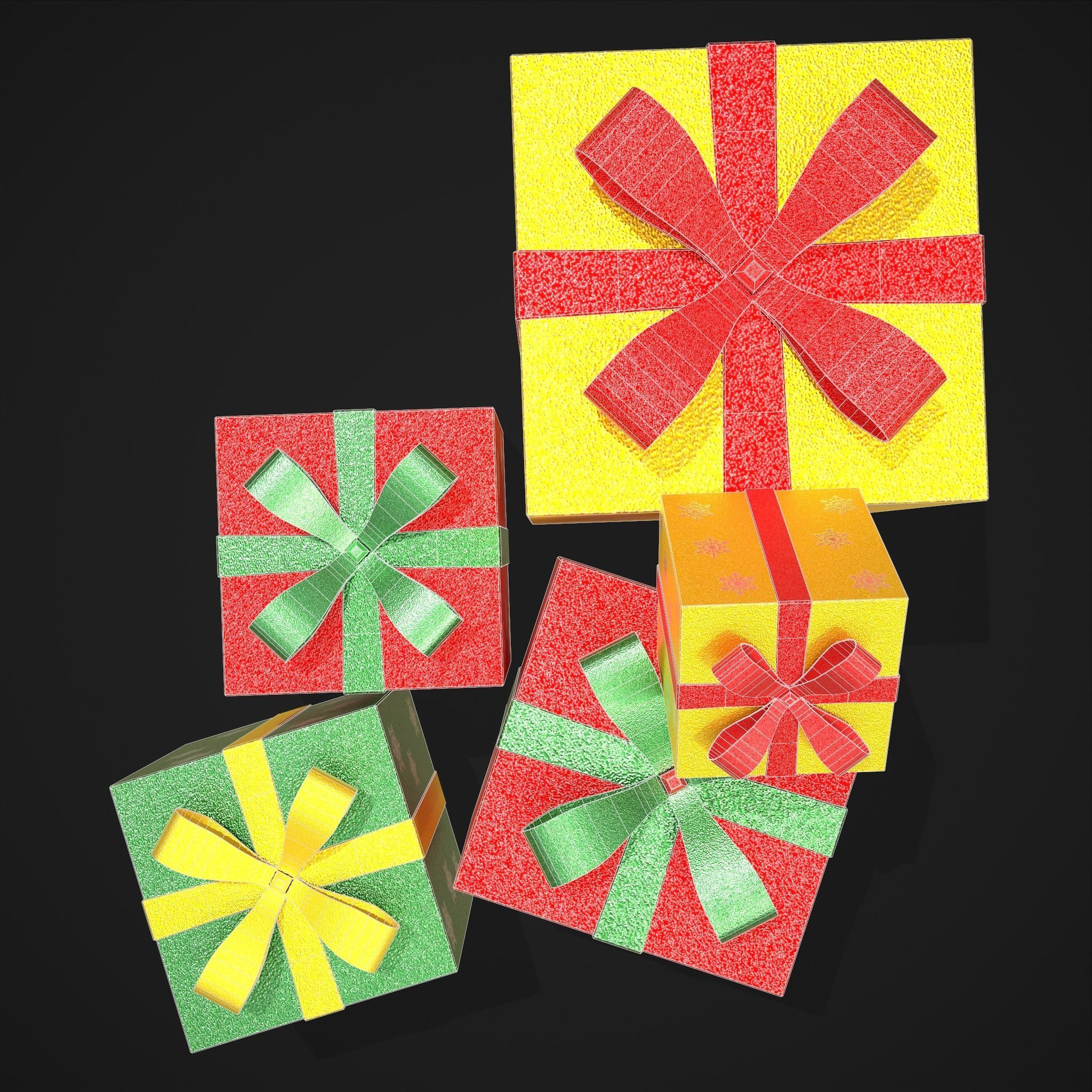Sparkly Christmas Presents   Low-poly 3D model_6