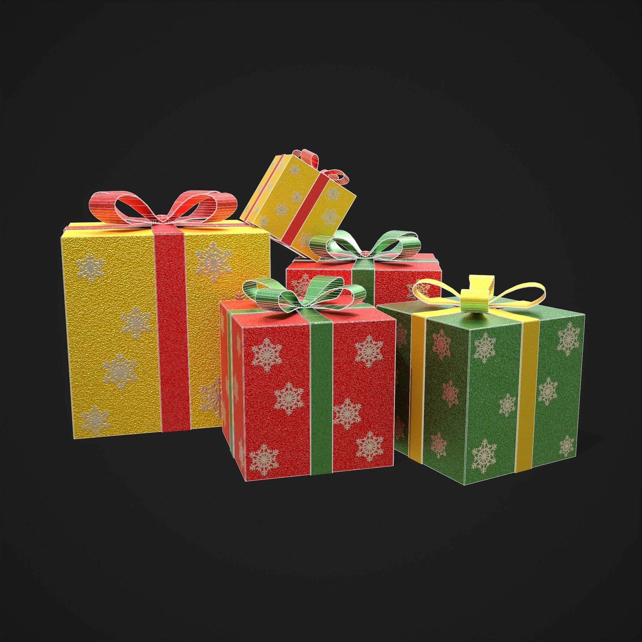 Sparkly Christmas Presents   Low-poly 3D model_2