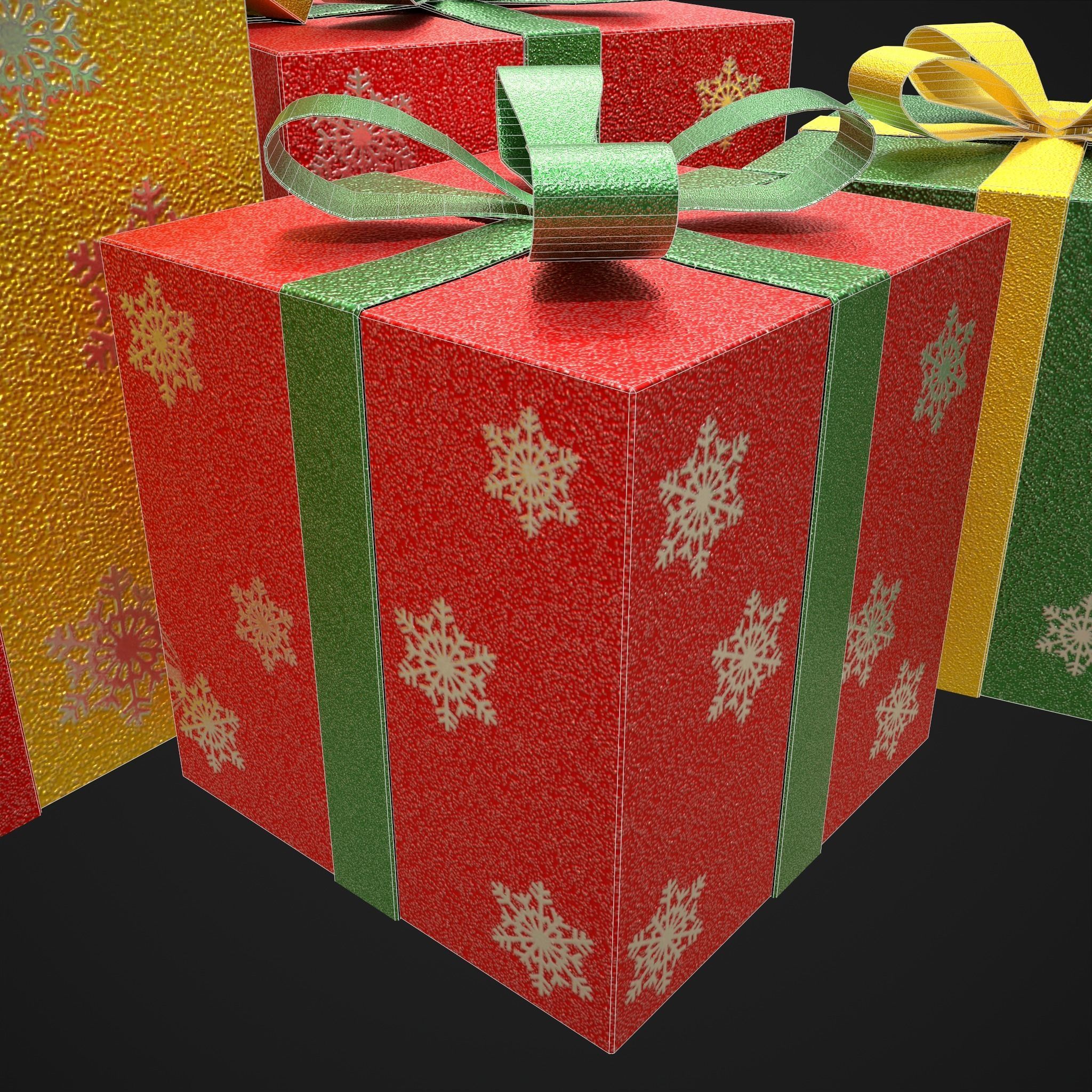 Sparkly Christmas Presents   Low-poly 3D model_10