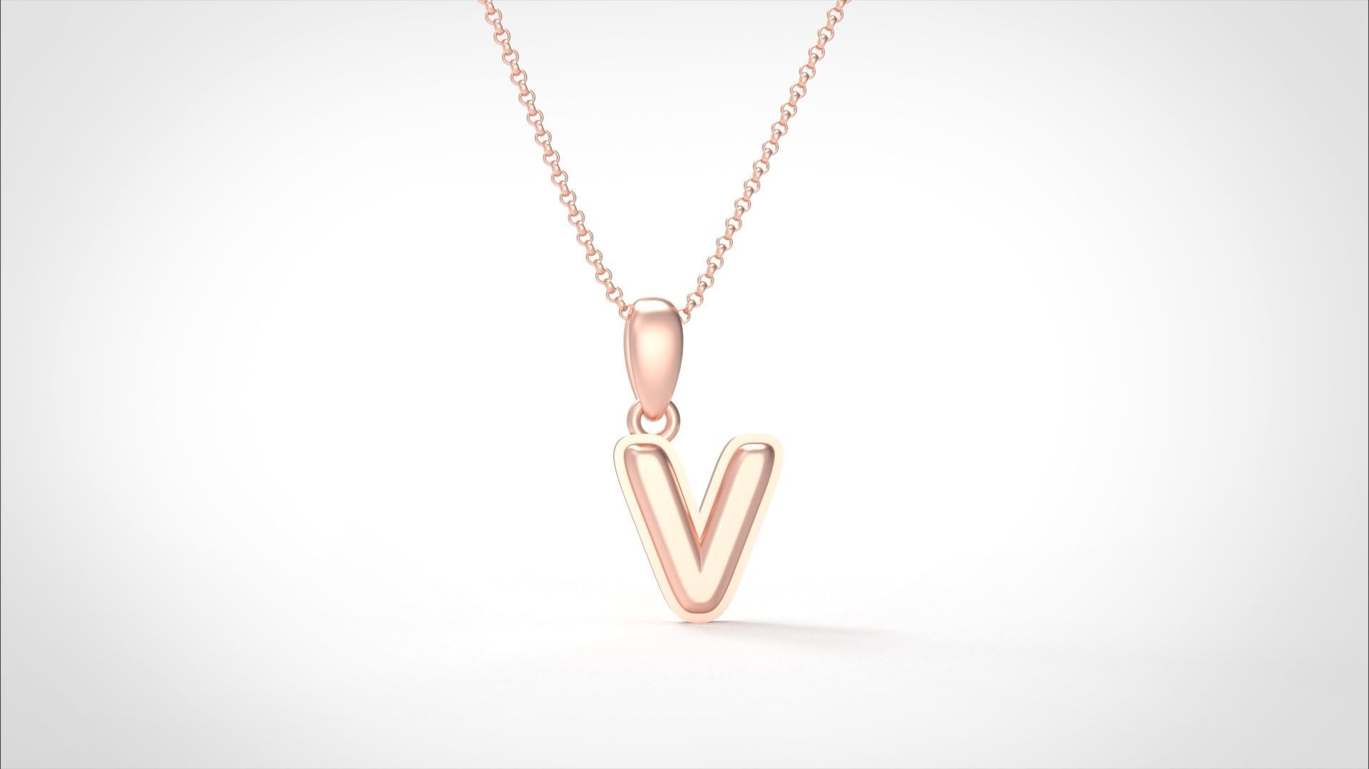 Model 566 Camber Initial V Letter Pendant 3D print model_6
