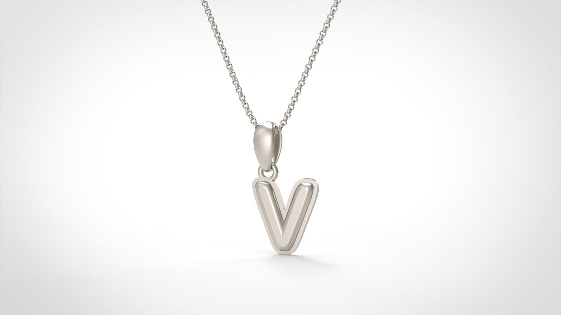 Model 566 Camber Initial V Letter Pendant 3D print model_5