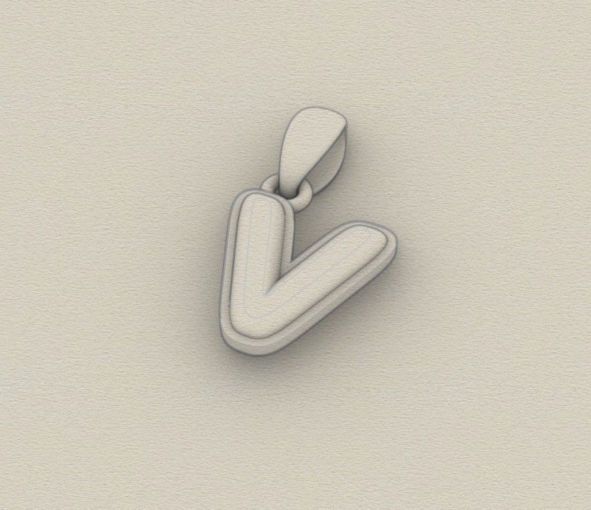 Model 566 Camber Initial V Letter Pendant 3D print model_10