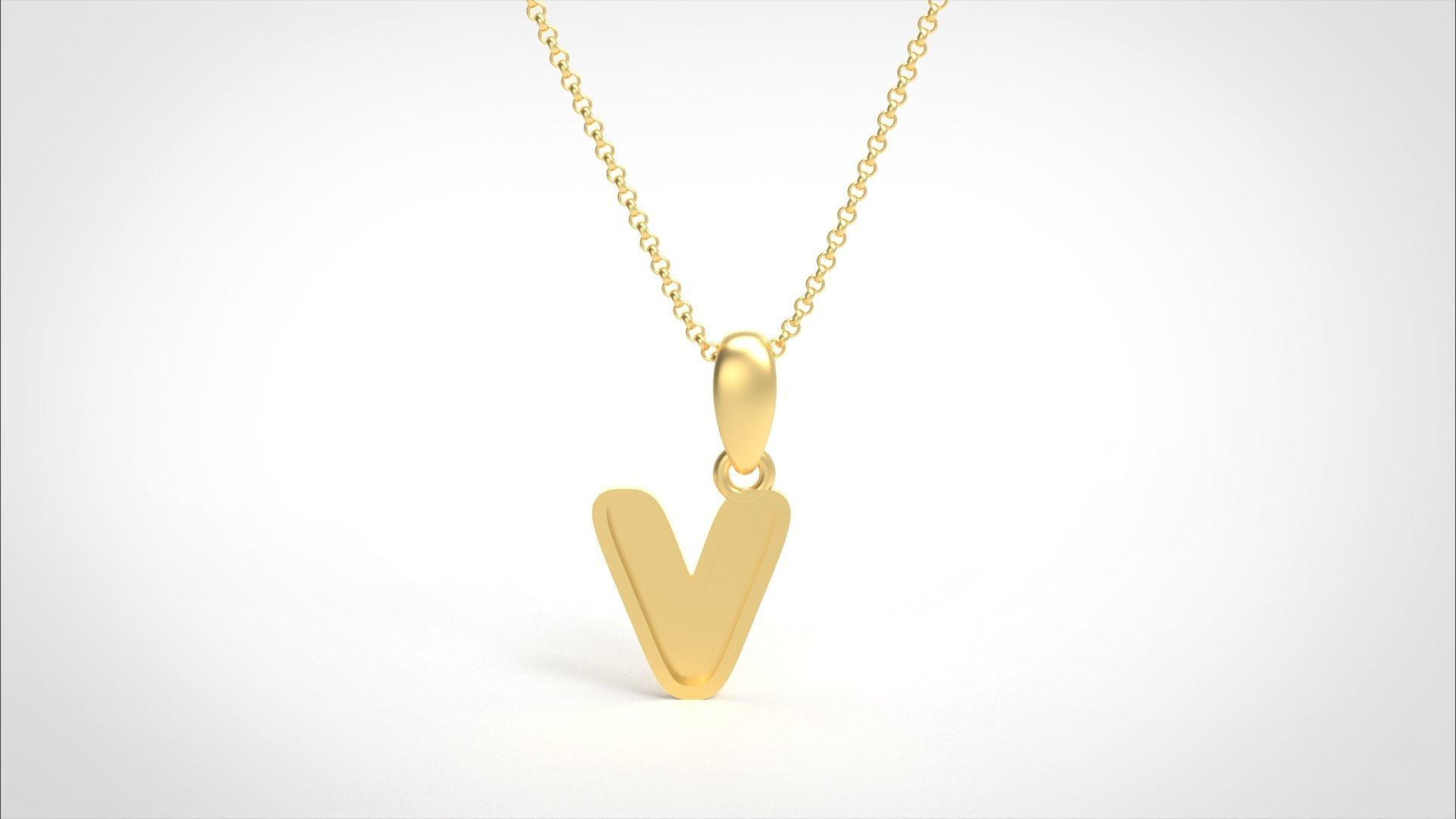 Model 566 Camber Initial V Letter Pendant 3D print model_3