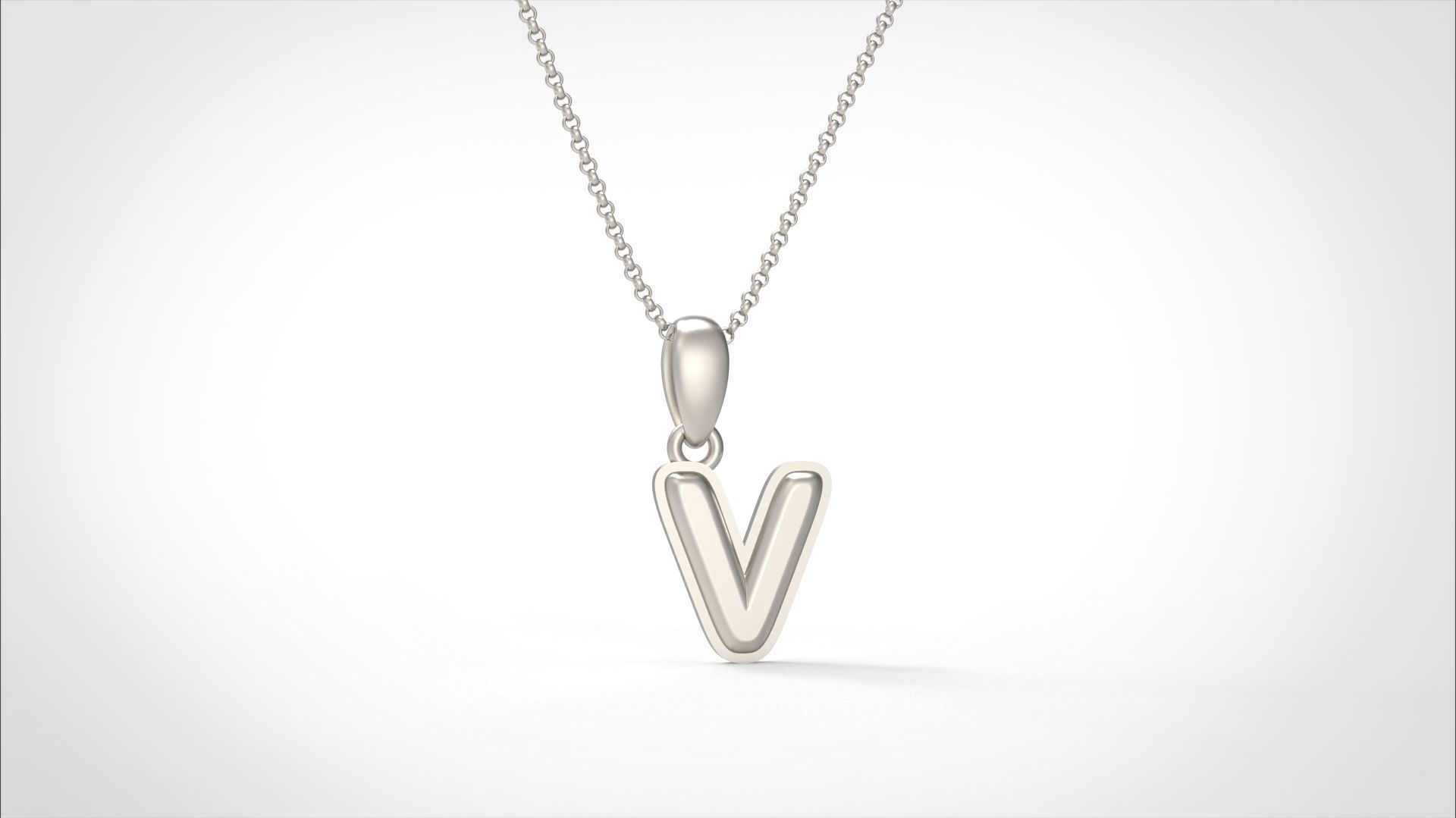 Model 566 Camber Initial V Letter Pendant 3D print model_4