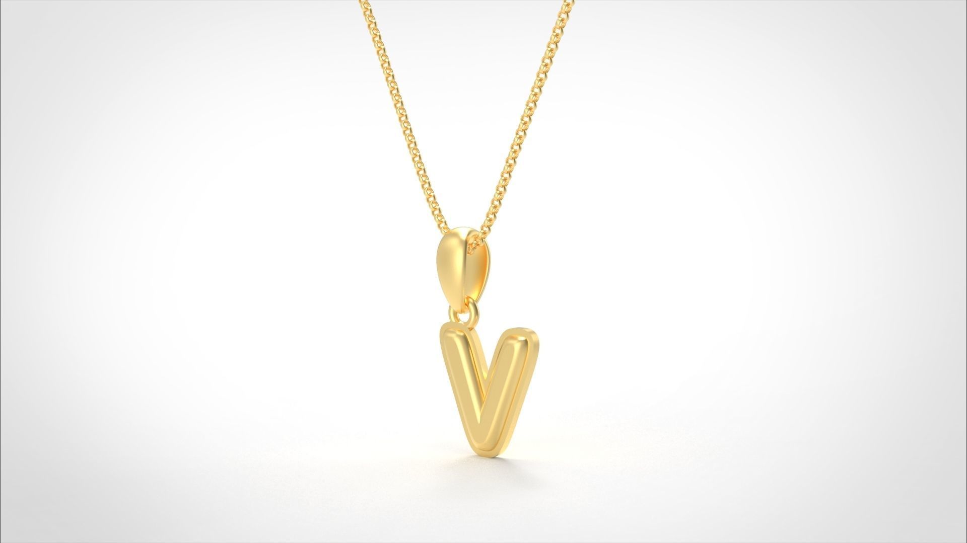 Model 566 Camber Initial V Letter Pendant 3D print model_1