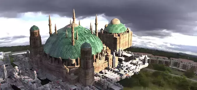 Sci Fi Dome City Structure Naboo style different 3D model