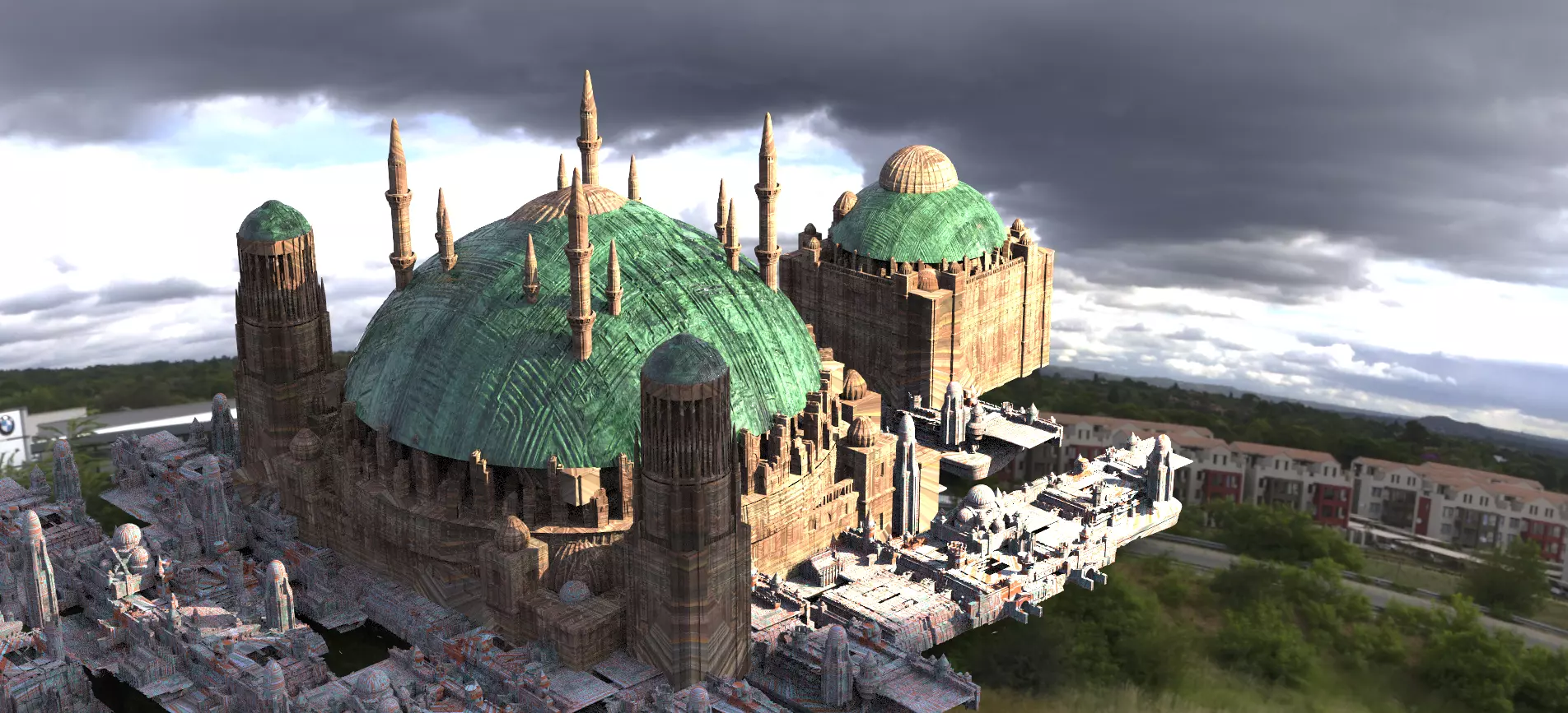 Sci Fi Dome City Structure Naboo style different 3D model_0