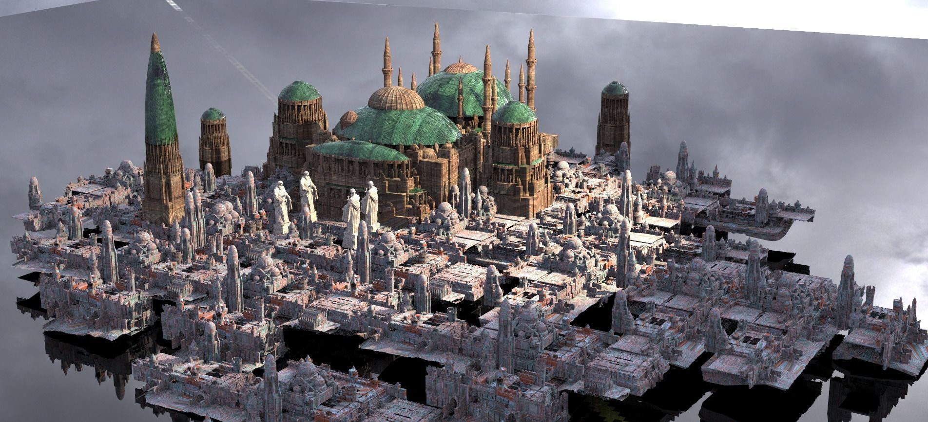 Star Wars Style Naboo Palace city Kit bash 3D model_1