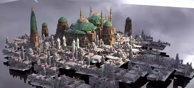Star Wars Style Naboo Palace city Kit bash 3D model