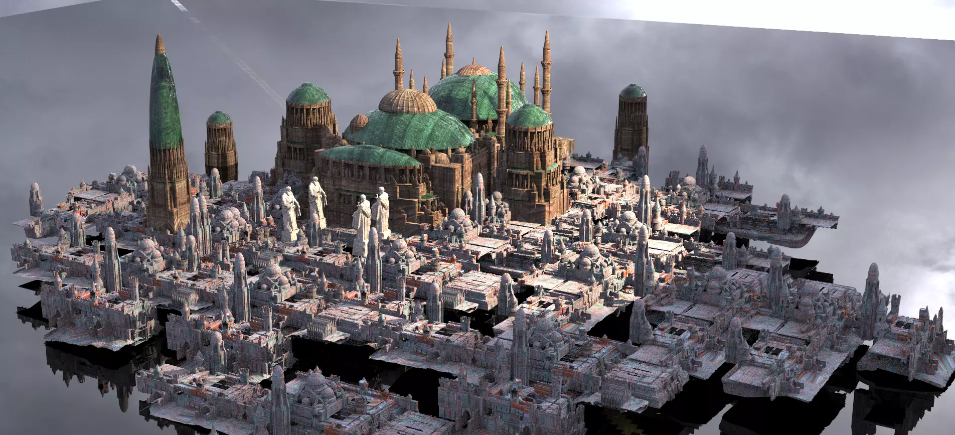 Star Wars Style Naboo Palace city Kit bash 3D model_0