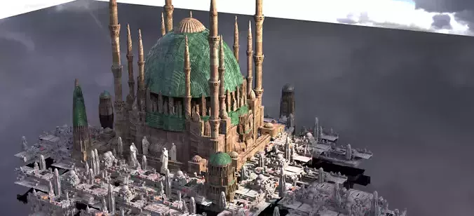 Sci fi Temple structures star wars style kit bash