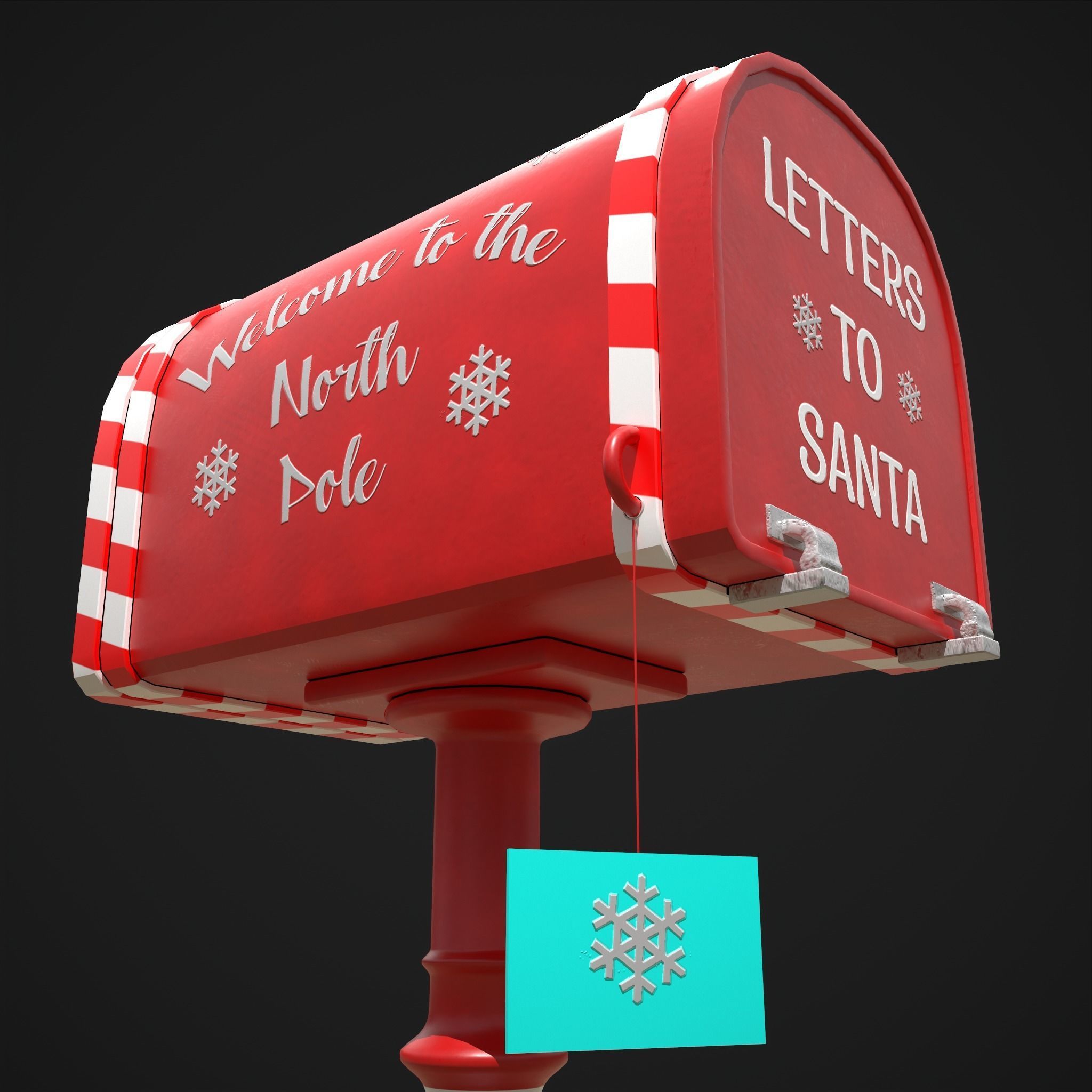 Festive Holiday Mail Box Low-poly 3D model_9