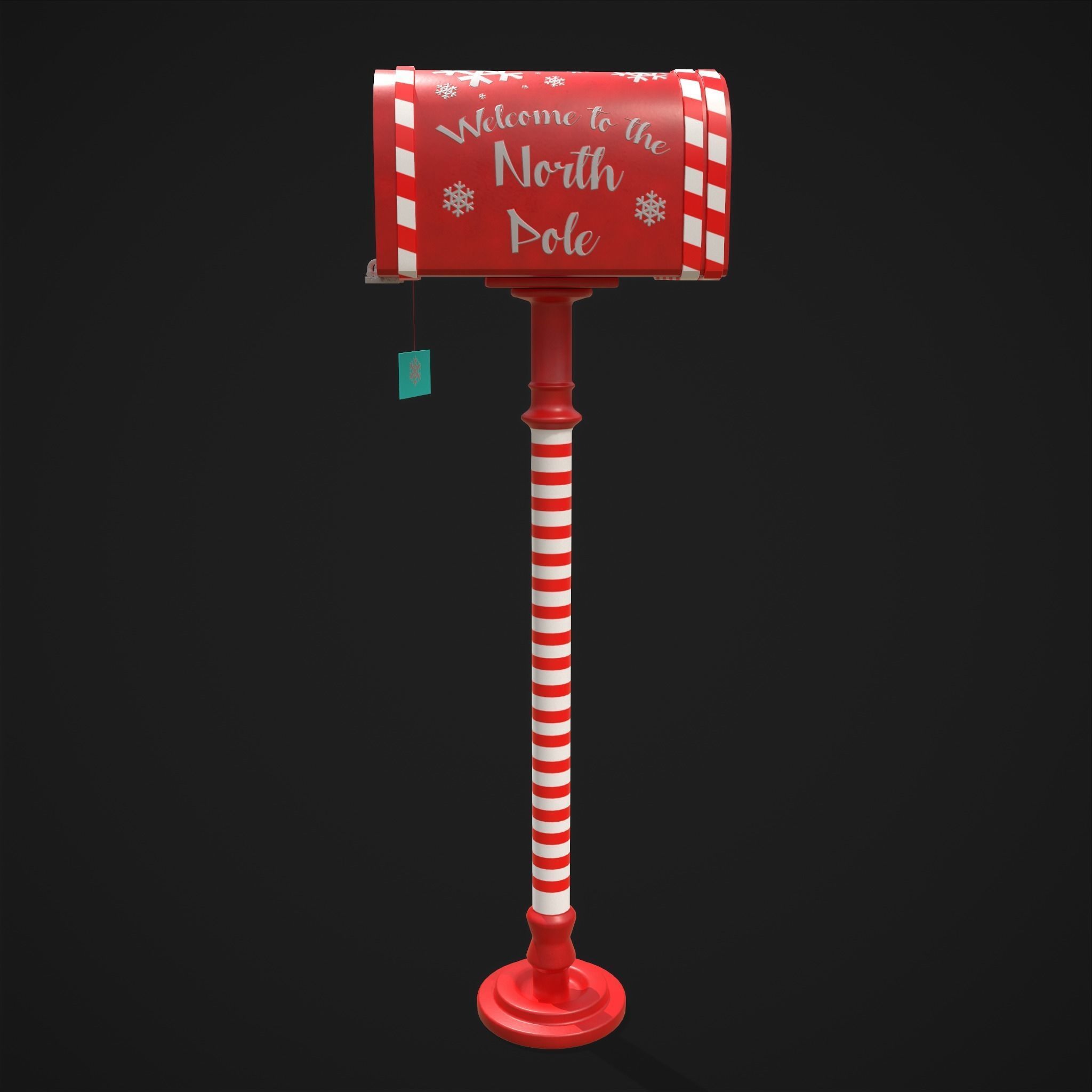 Festive Holiday Mail Box Low-poly 3D model_7