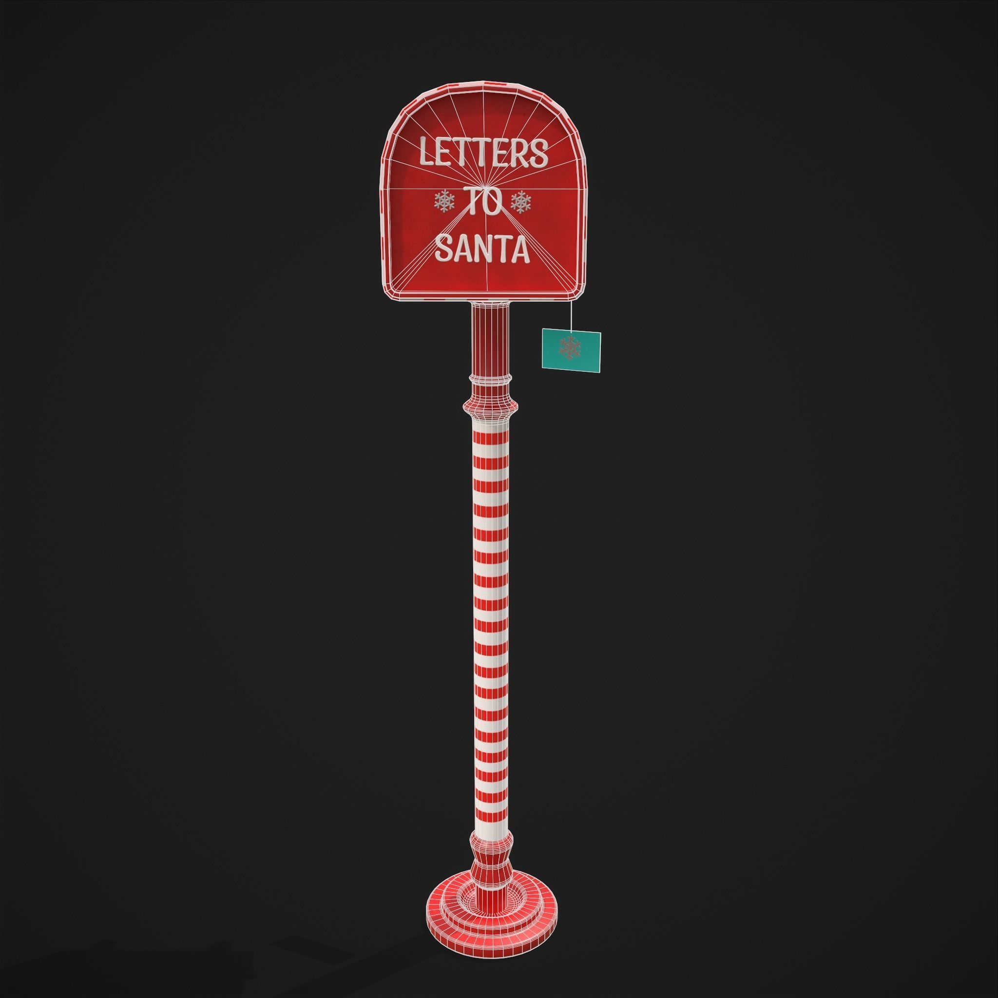 Festive Holiday Mail Box Low-poly 3D model_6