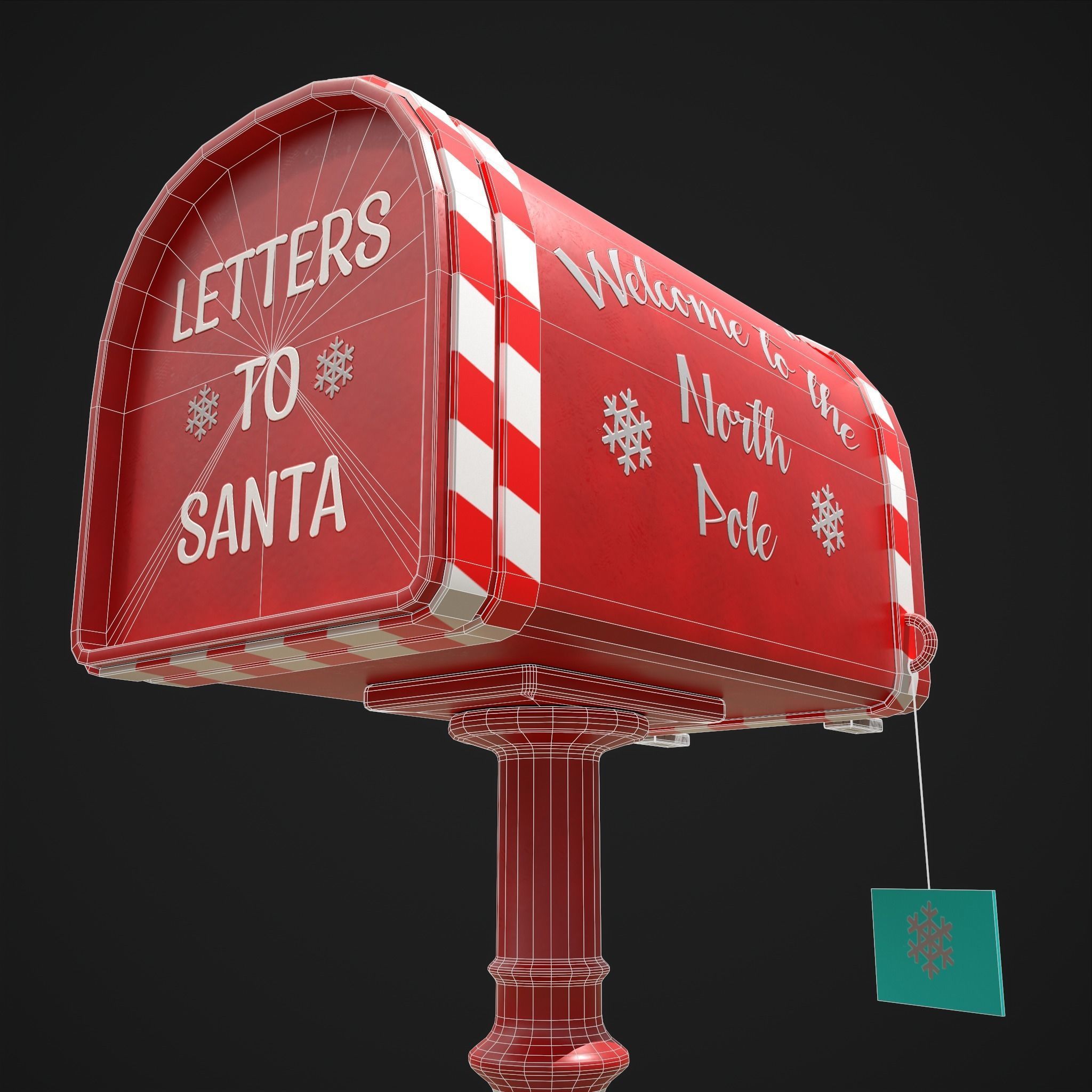 Festive Holiday Mail Box Low-poly 3D model_12