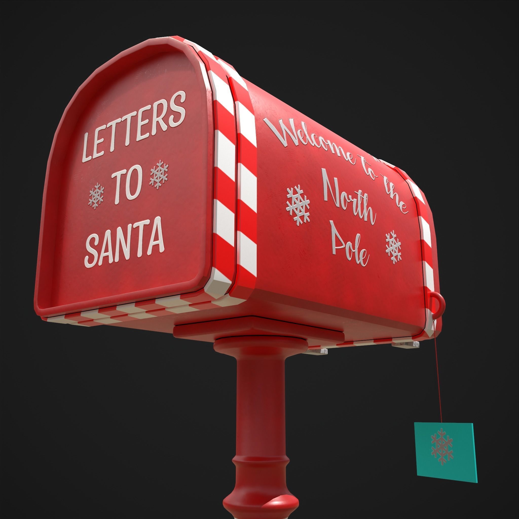 Festive Holiday Mail Box Low-poly 3D model_11