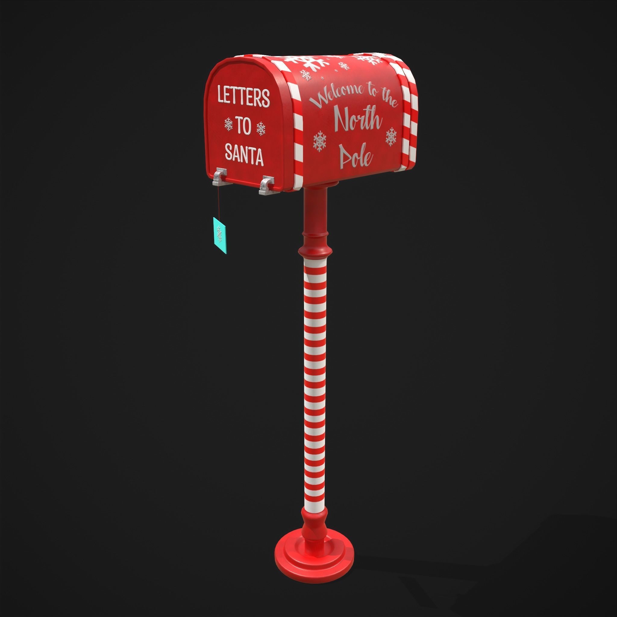 Festive Holiday Mail Box Low-poly 3D model_3