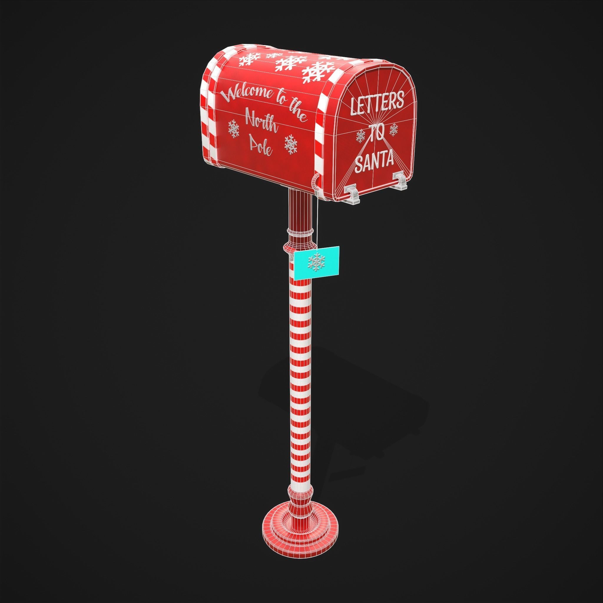 Festive Holiday Mail Box Low-poly 3D model_2