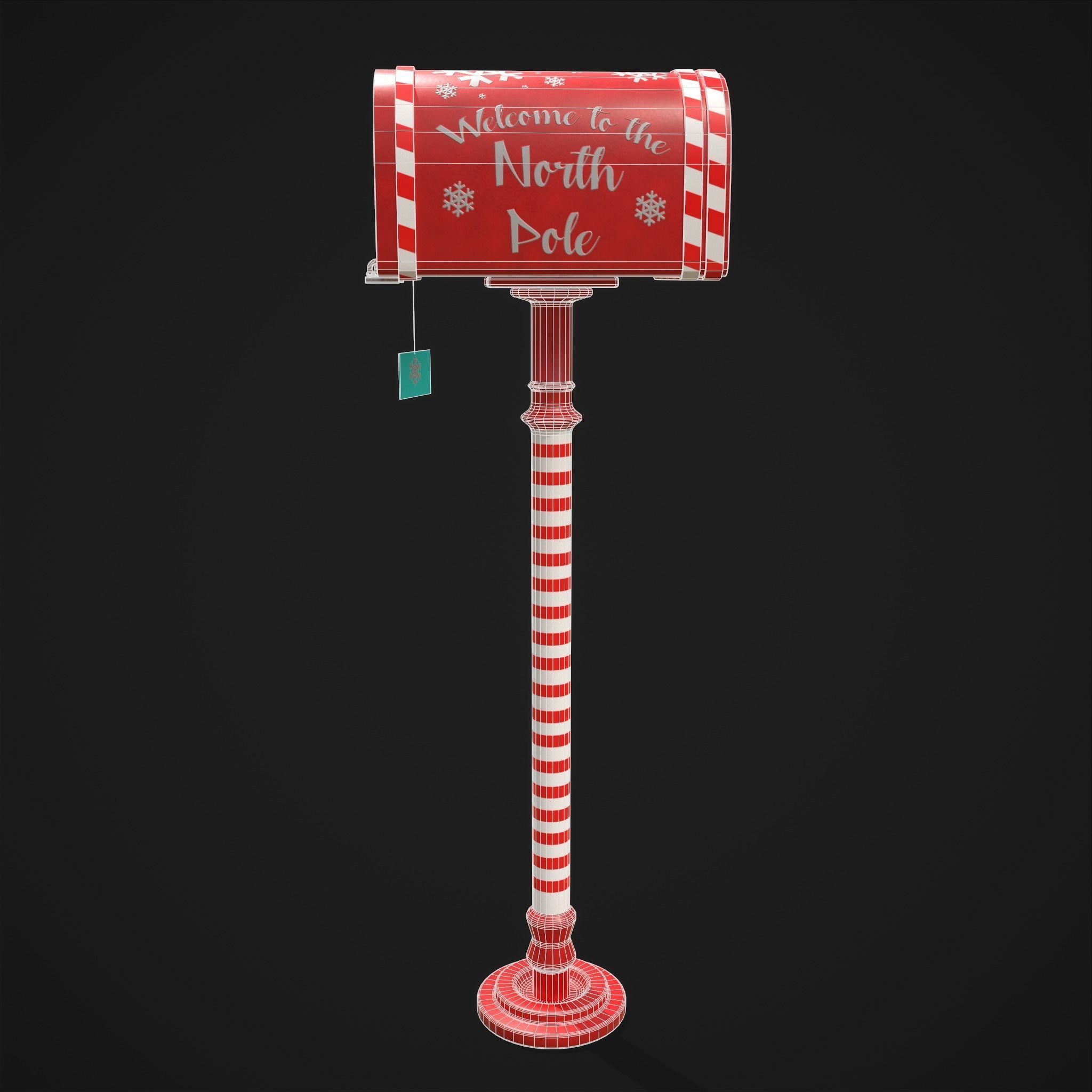 Festive Holiday Mail Box Low-poly 3D model_8