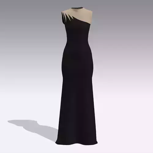 ONE SHOULDER BLACK DRESS LONG
