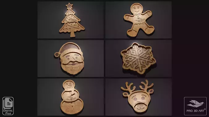 Christmas Trays Pack - CNC Files for Wood 3D model