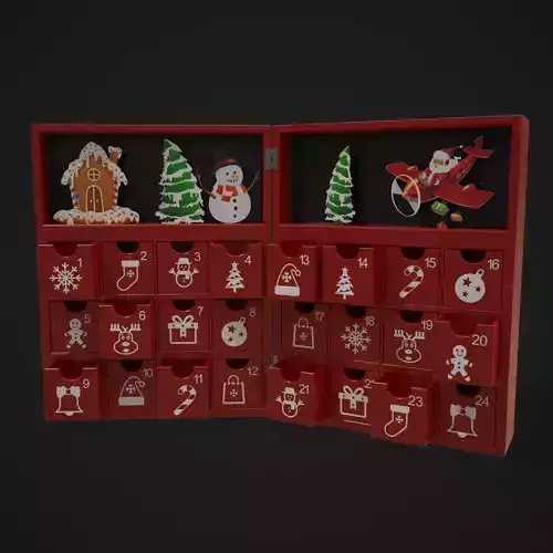 Christmas Drawer Calendar Low-poly 3D model