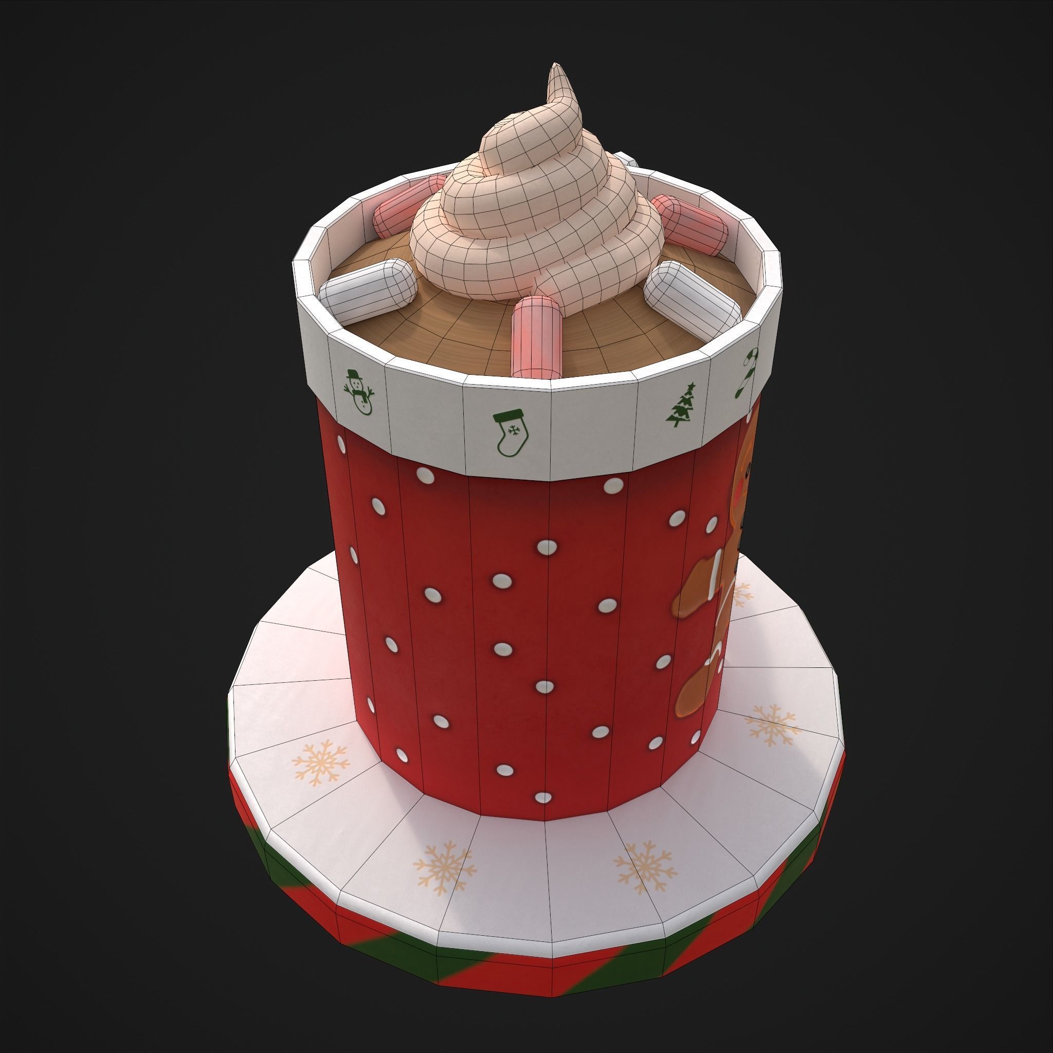 Ginger Bread Hot Chocolate Low-poly 3D model_18