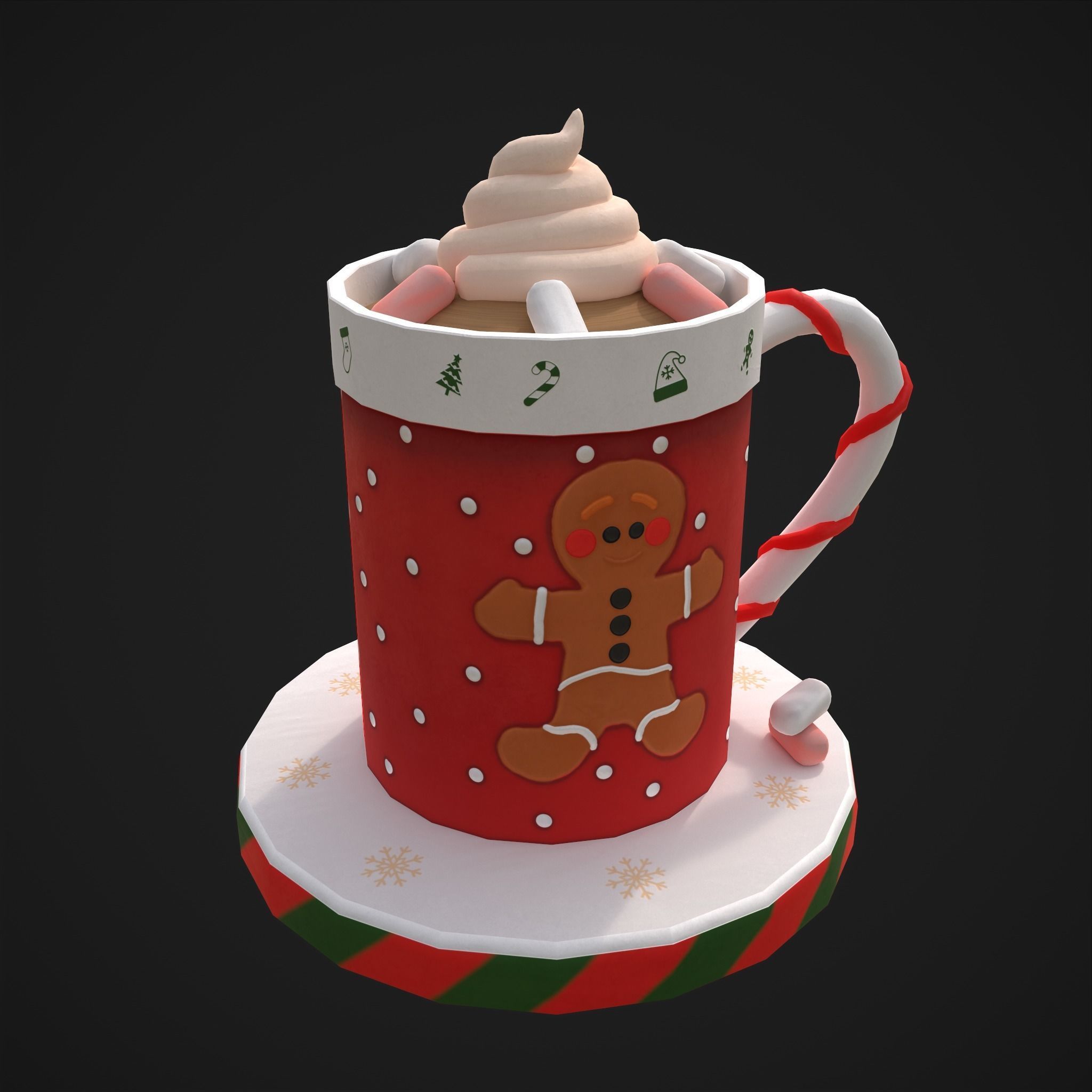Ginger Bread Hot Chocolate Low-poly 3D model_25