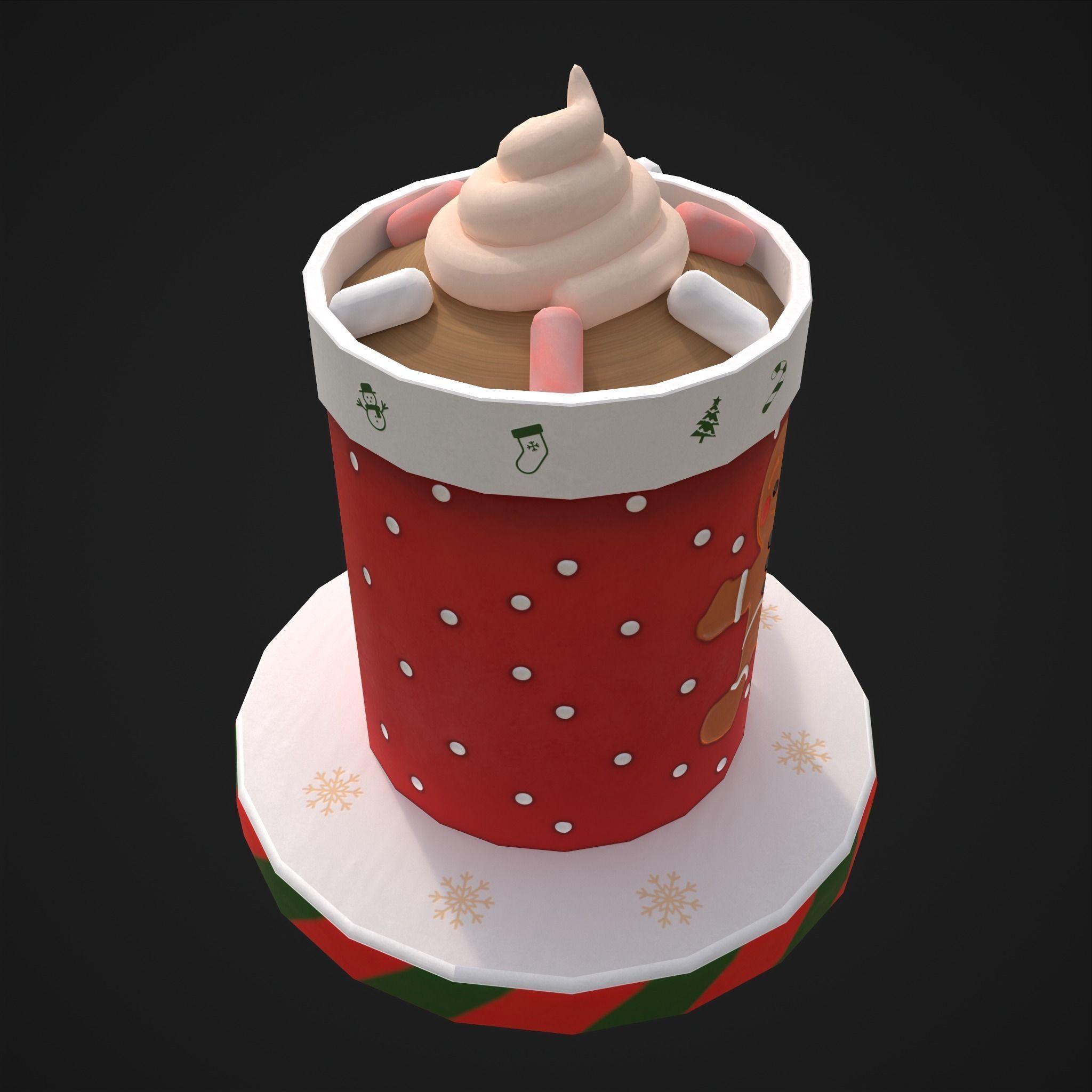 Ginger Bread Hot Chocolate Low-poly 3D model_17