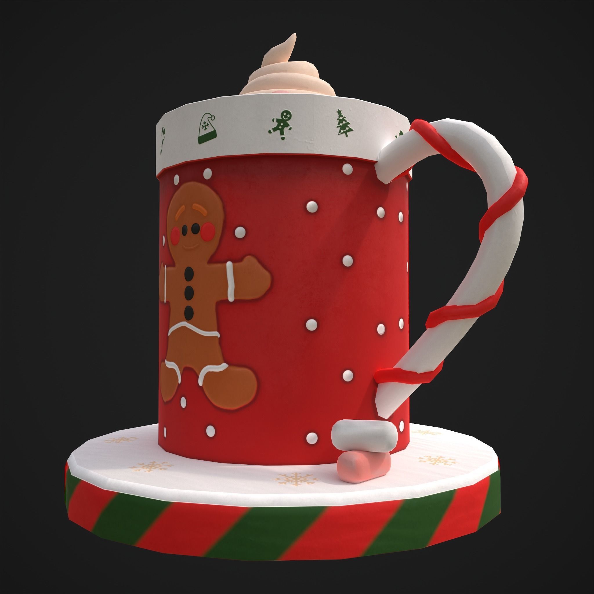 Ginger Bread Hot Chocolate Low-poly 3D model_6