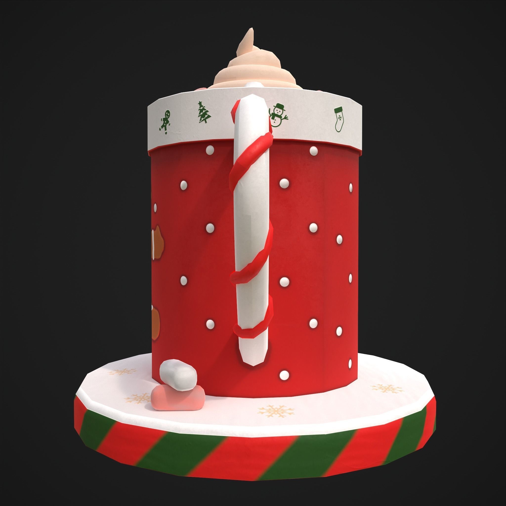 Ginger Bread Hot Chocolate Low-poly 3D model_10