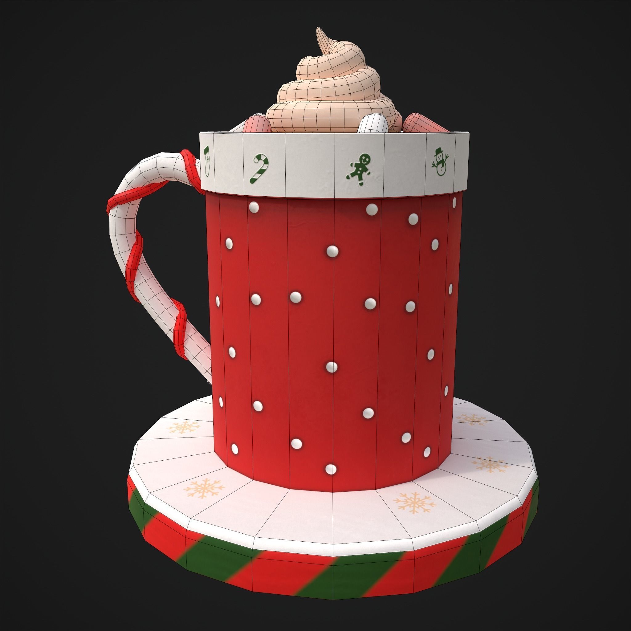 Ginger Bread Hot Chocolate Low-poly 3D model_5