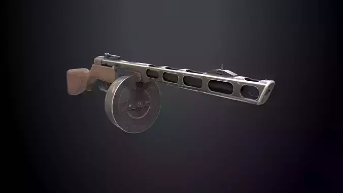 PPSH Submachine  Low-poly 3D model