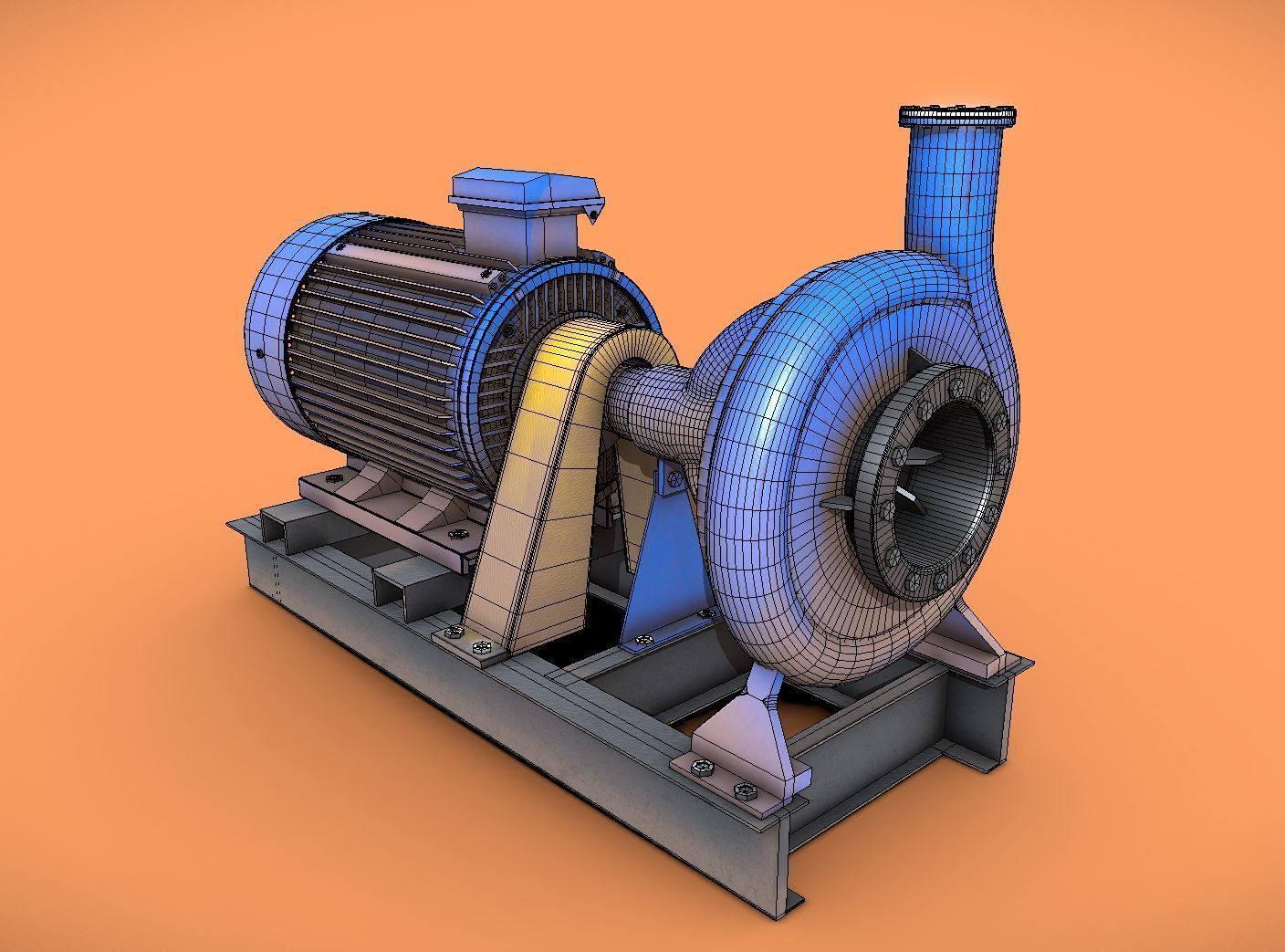 Electric Motor Low-poly 3D model_4