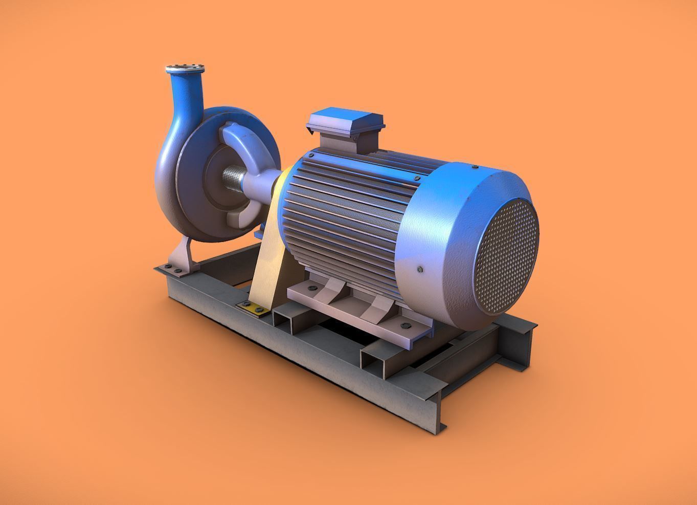 Electric Motor Low-poly 3D model_2