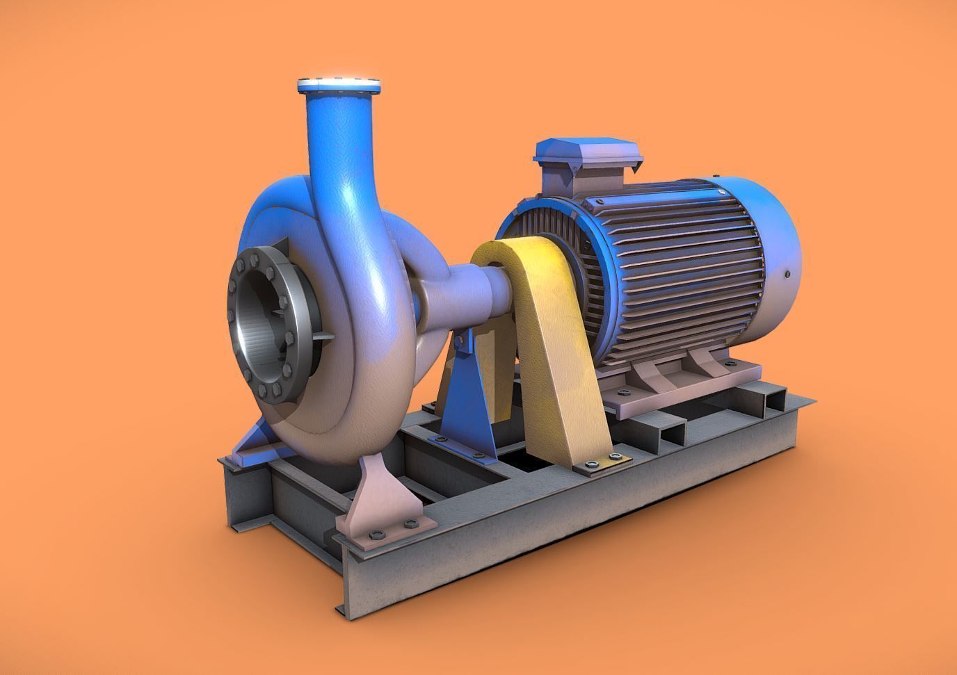 Electric Motor Low-poly 3D model_3