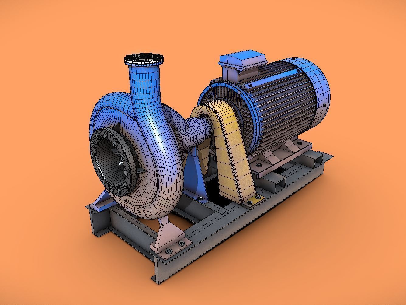 Electric Motor Low-poly 3D model_5