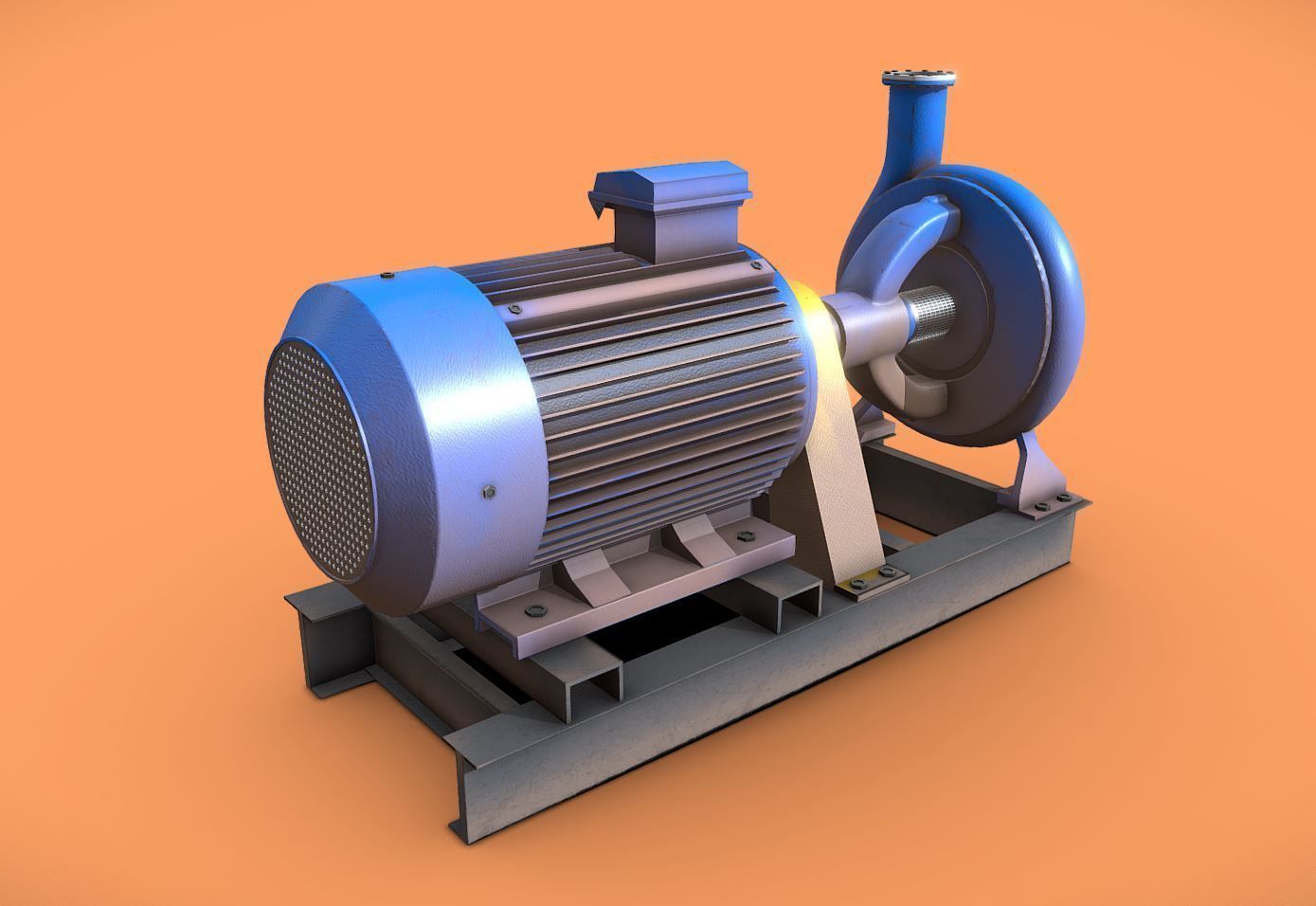 Electric Motor Low-poly 3D model_1