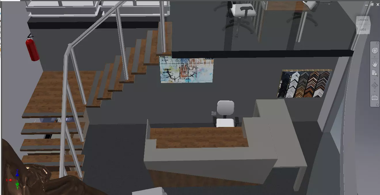 Wooden and Steel Staircase 3D model_0