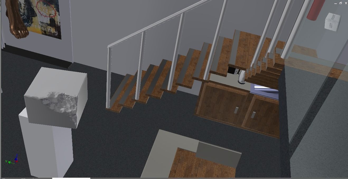 Wooden and Steel Staircase 3D model_1