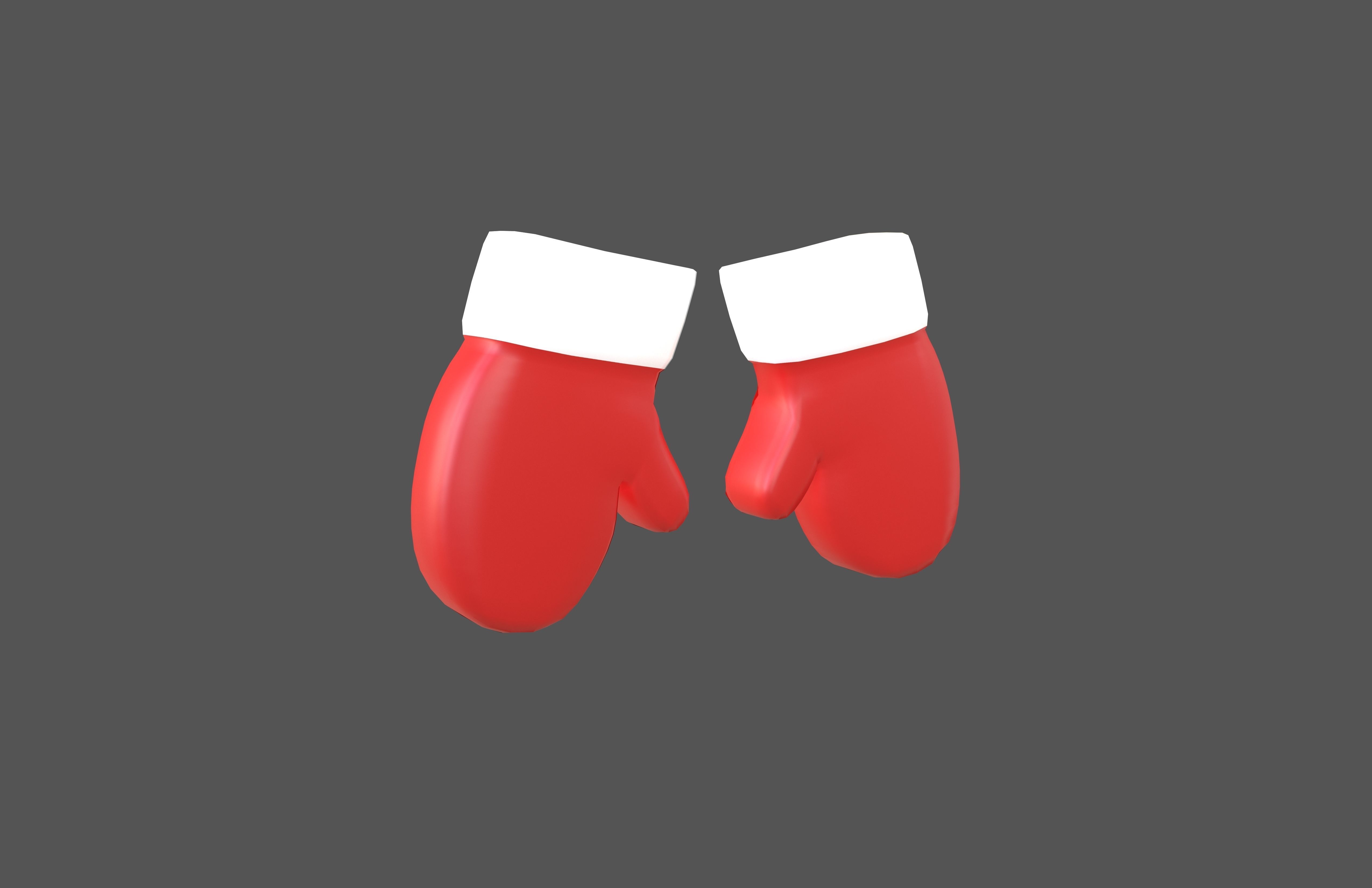 Christmas Gloves v1 001 Low-poly 3D model_2