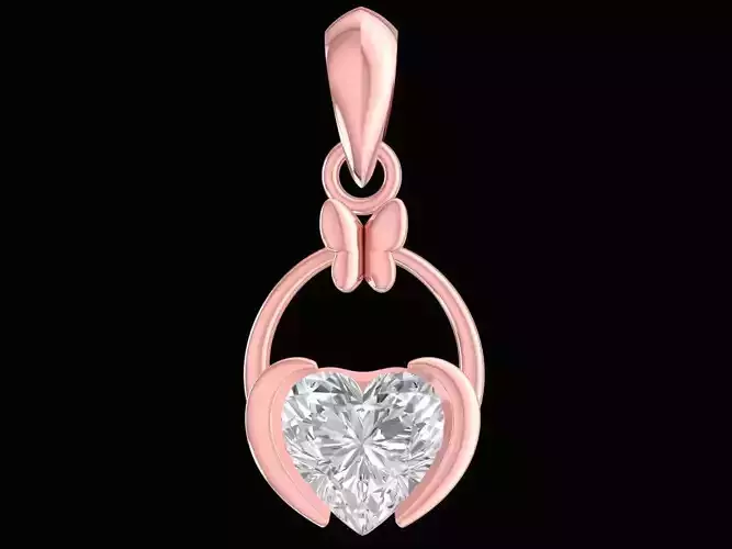 butterfly and heart diamond pendant  2968