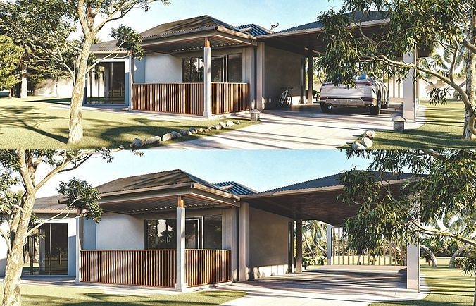 Small House 04 Low-poly 3D model 2