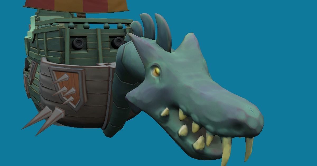Dragon Ship Hand-Painted Low-poly 3D model_7