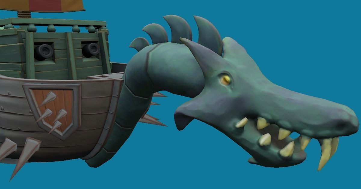 Dragon Ship Hand-Painted Low-poly 3D model_1