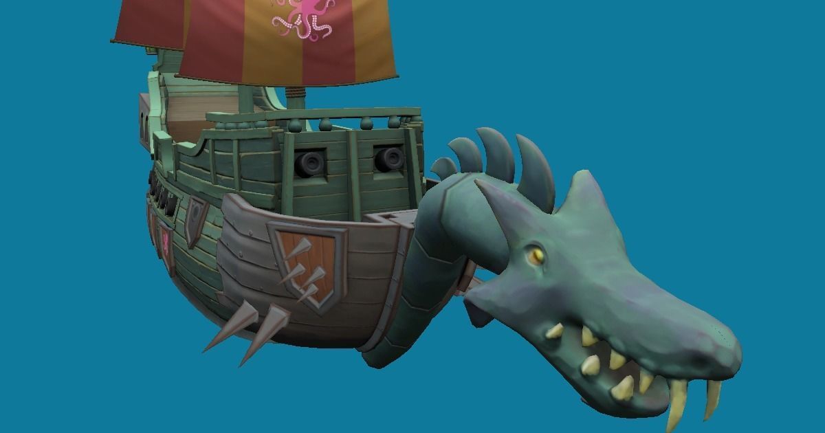 Dragon Ship Hand-Painted Low-poly 3D model_2