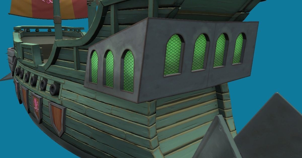 Dragon Ship Hand-Painted Low-poly 3D model_5