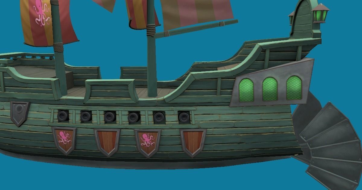 Dragon Ship Hand-Painted Low-poly 3D model_4