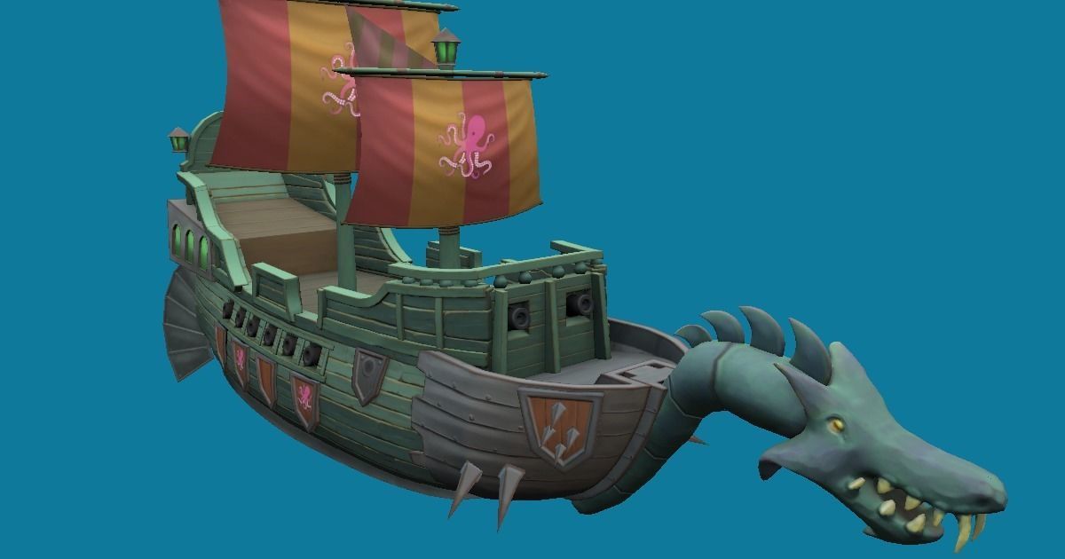Dragon Ship Hand-Painted Low-poly 3D model_3